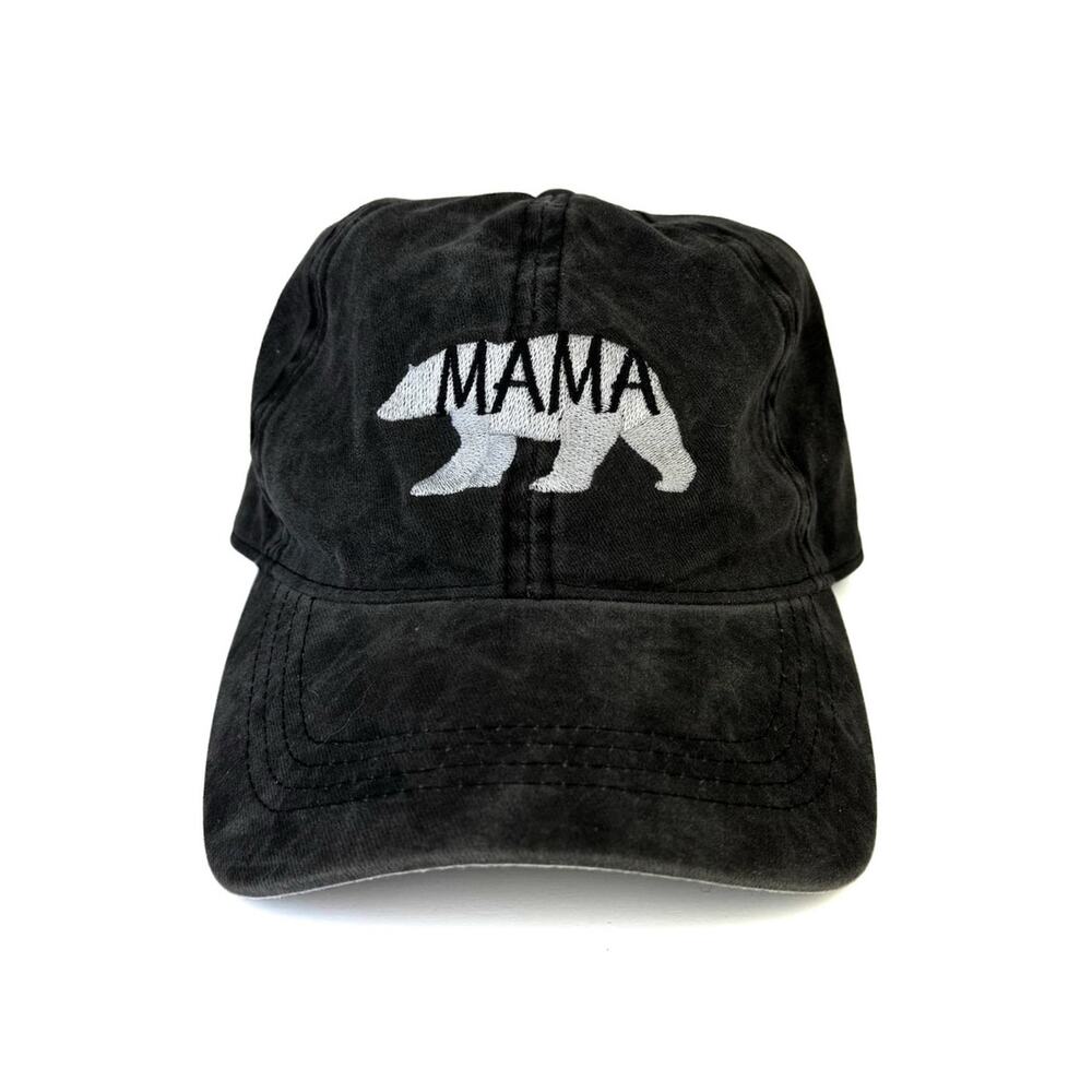 David and Young Mama Bear Charcoal Black Wash Strapback Dad Hat